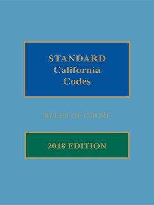 cover image of Standard California Codes: Rules of Court